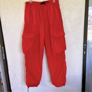 GARAGE Parachute Pant Women P/S Cargo Cinch Waist Ankle Y2K Agulera Nylon